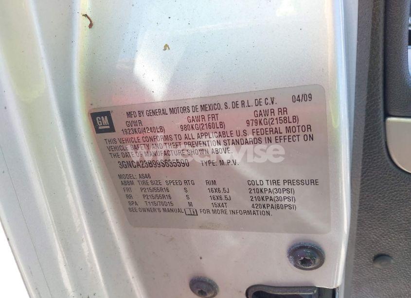 Photo 9 of 2009 Chevrolet Hhr LT (VIN 3GNCA23B99S635590)