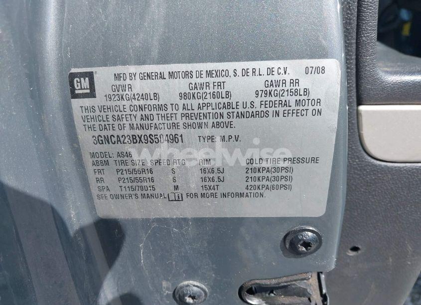 Photo 9 of 2009 Chevrolet Hhr LT (VIN 3GNCA23BX9S504961)