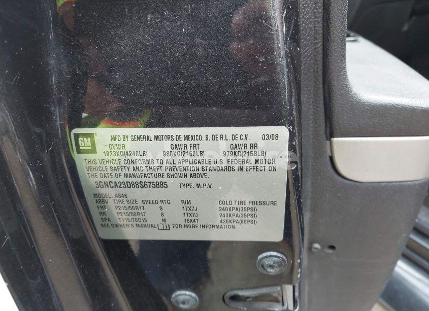 Photo 9 of 2008 Chevrolet Hhr LT (VIN 3GNCA23D88S675885)