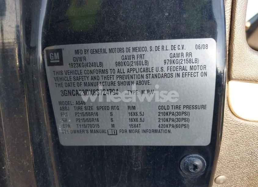 Photo 9 of 2008 Chevrolet Hhr LT (VIN 3GNCA23DX8S724794)