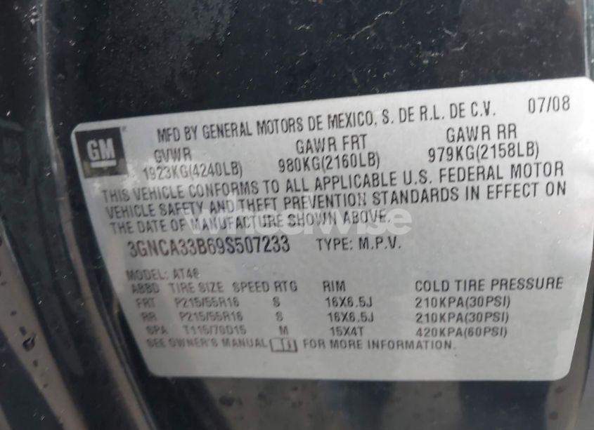 Photo 9 of 2009 Chevrolet Hhr LS (VIN 3GNCA33B69S507233)