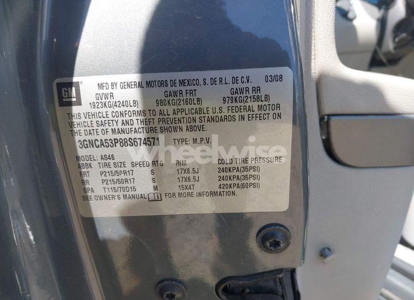 Photo 9 of 2008 Chevrolet Hhr LT (VIN 3GNCA53P88S674571)