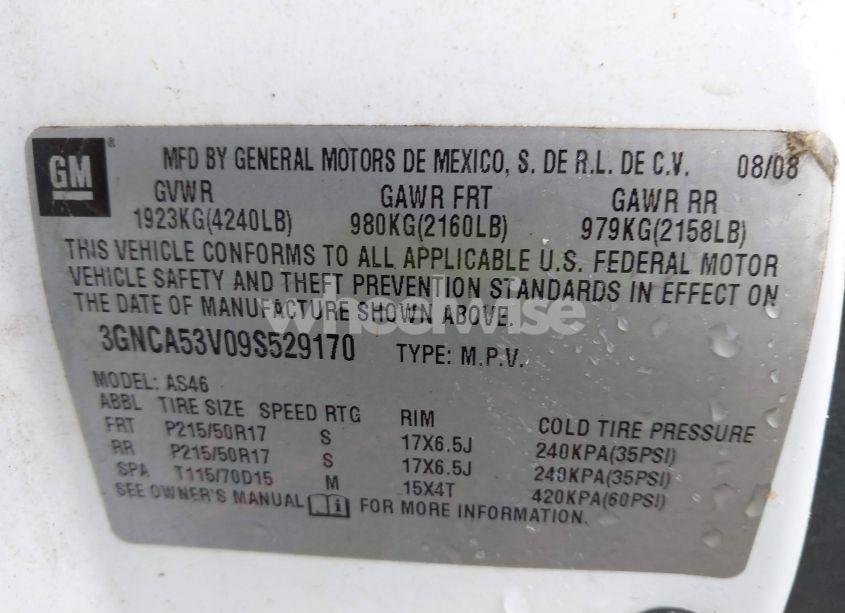 Photo 9 of 2009 Chevrolet Hhr LT (VIN 3GNCA53V09S529170)