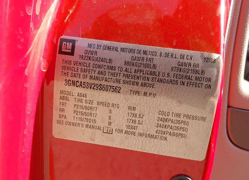 Photo 9 of 2009 Chevrolet Hhr LT (VIN 3GNCA53V29S607562)