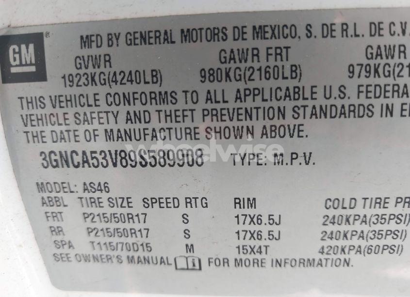 Photo 9 of 2009 Chevrolet Hhr LT (VIN 3GNCA53V89S589908)