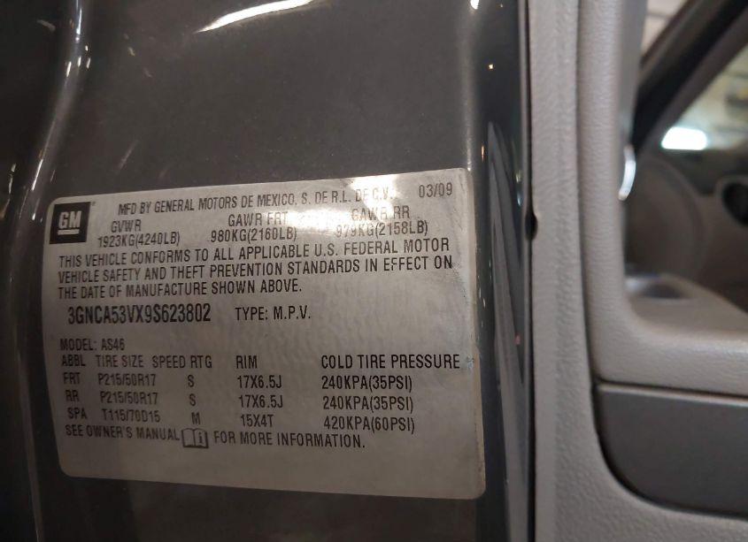 Photo 9 of 2009 Chevrolet Hhr LT (VIN 3GNCA53VX9S623802)