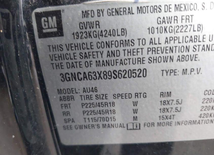 Photo 9 of 2009 Chevrolet Hhr SS (VIN 3GNCA63X89S620520)