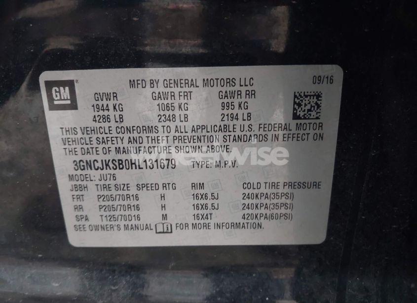 Photo 9 of 2017 Chevrolet Trax LS (VIN 3GNCJKSB0HL131679)