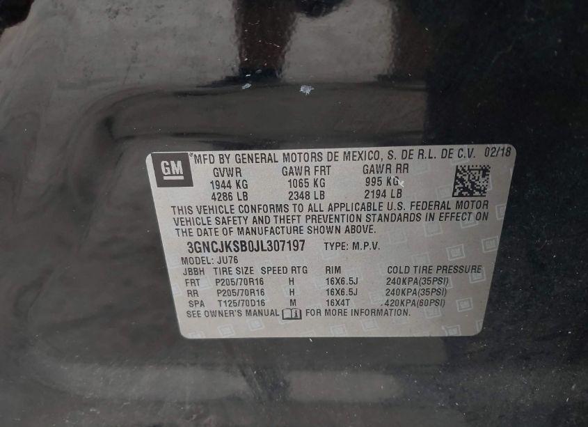 Photo 9 of 2018 Chevrolet Trax LS (VIN 3GNCJKSB0JL307197)