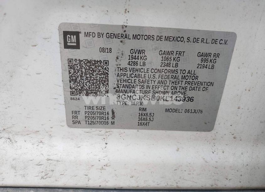 Photo 9 of 2019 Chevrolet Trax LS (VIN 3GNCJKSB0KL143936)