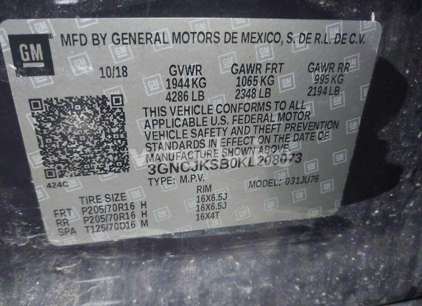 Photo 9 of 2019 Chevrolet Trax LS (VIN 3GNCJKSB0KL208073)