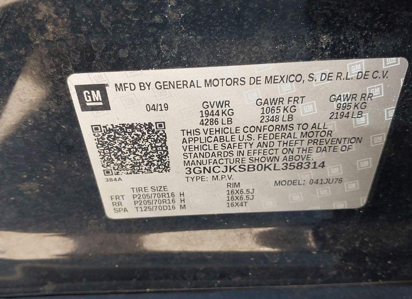 Photo 9 of 2019 Chevrolet Trax LS (VIN 3GNCJKSB0KL358314)