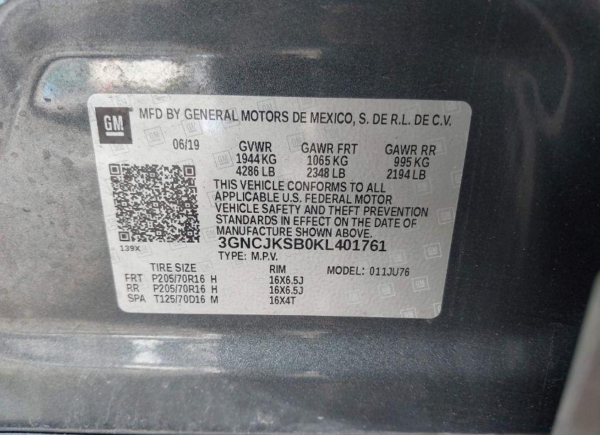 Photo 9 of 2019 Chevrolet Trax LS (VIN 3GNCJKSB0KL401761)