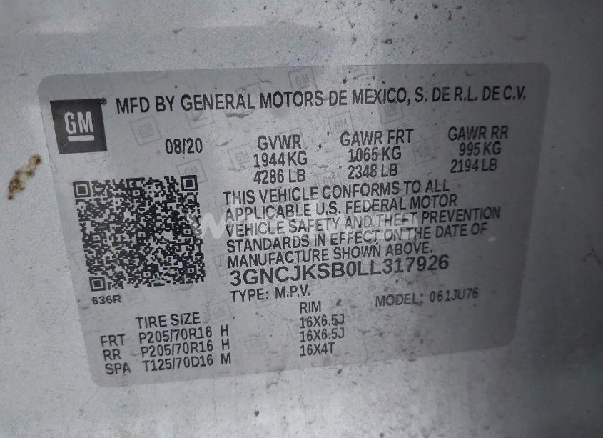 Photo 9 of 2020 Chevrolet Trax FWD LS (VIN 3GNCJKSB0LL317926)