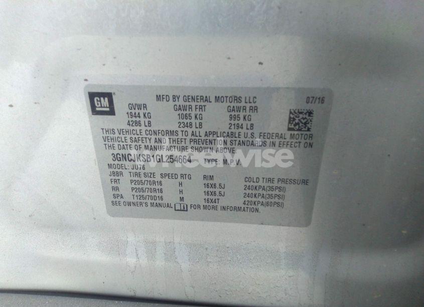 Photo 9 of 2016 Chevrolet Trax 1LS (VIN 3GNCJKSB1GL254664)