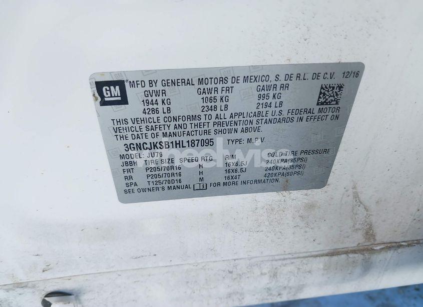 Photo 9 of 2017 Chevrolet Trax LS (VIN 3GNCJKSB1HL187095)