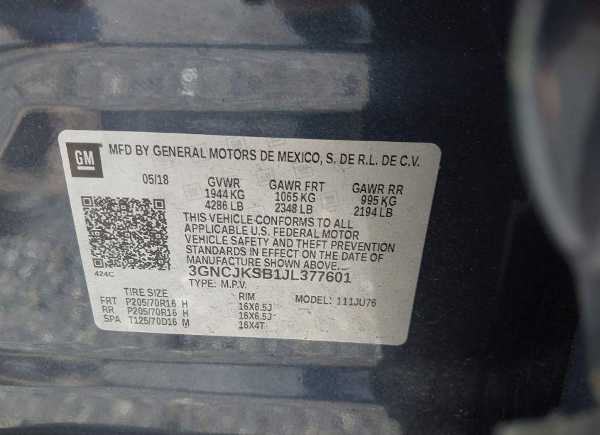 Photo 9 of 2018 Chevrolet Trax LS (VIN 3GNCJKSB1JL377601)