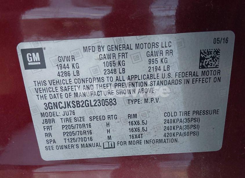 Photo 9 of 2016 Chevrolet Trax 1LS (VIN 3GNCJKSB2GL230583)