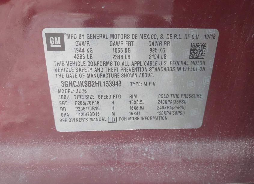 Photo 9 of 2017 Chevrolet Trax LS (VIN 3GNCJKSB2HL153943)