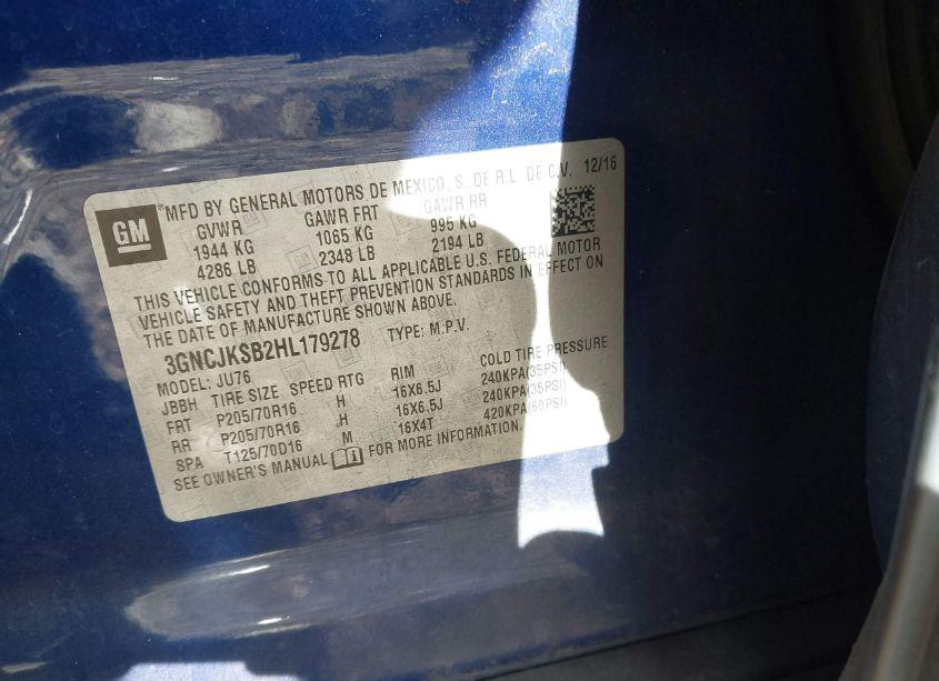 Photo 9 of 2017 Chevrolet Trax LS (VIN 3GNCJKSB2HL179278)