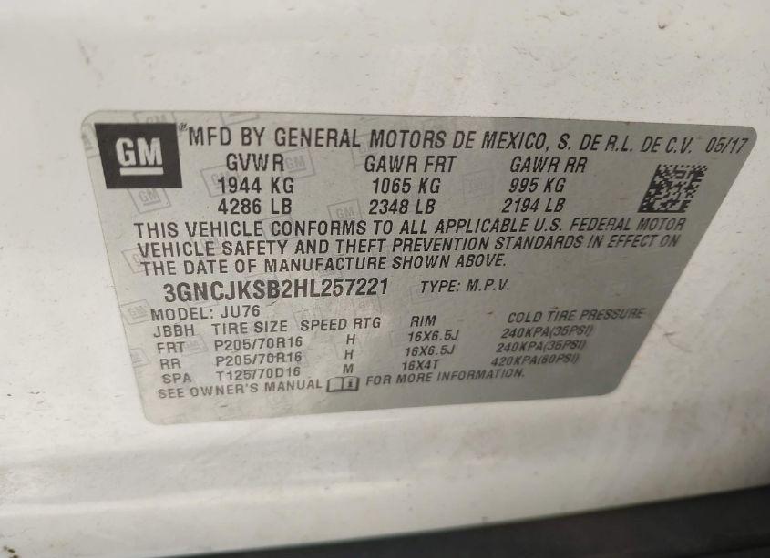 Photo 9 of 2017 Chevrolet Trax LS (VIN 3GNCJKSB2HL257221)