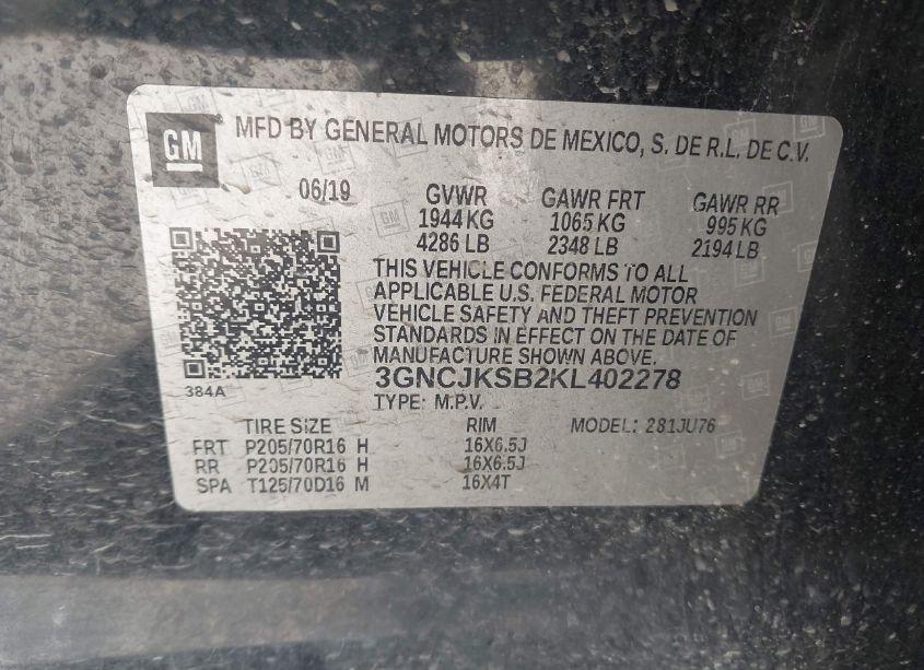 Photo 9 of 2019 Chevrolet Trax LS (VIN 3GNCJKSB2KL402278)