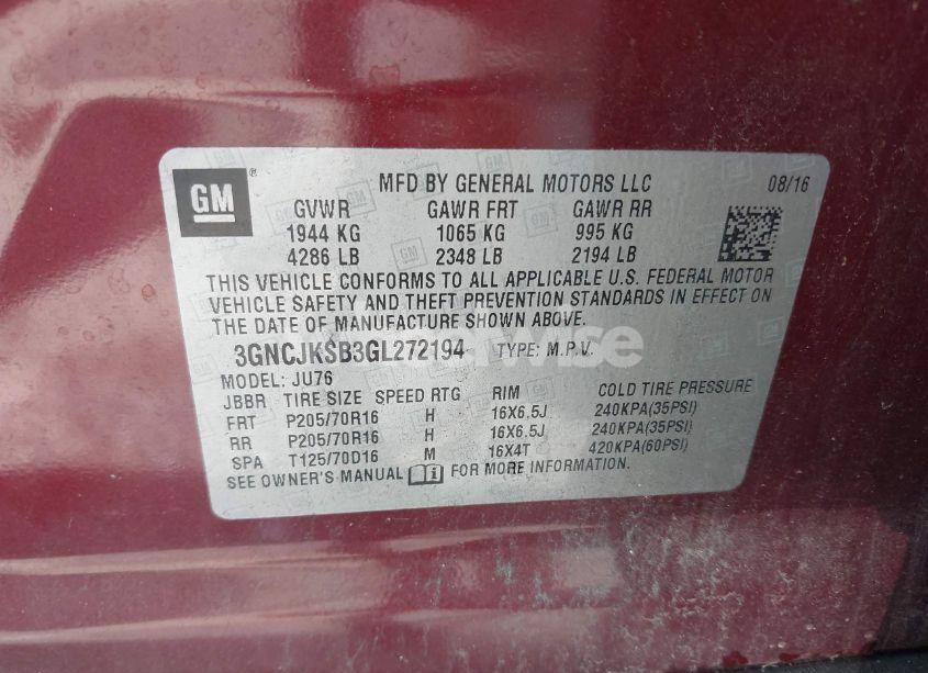 Photo 9 of 2016 Chevrolet Trax 1LS (VIN 3GNCJKSB3GL272194)