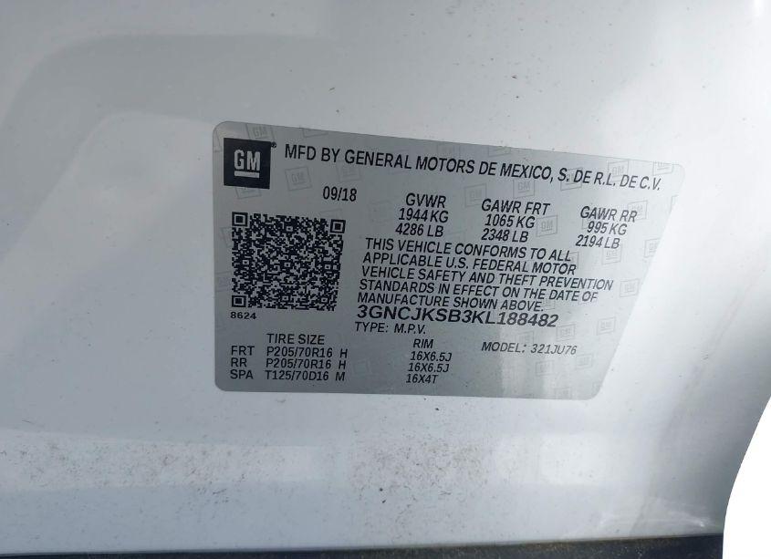 Photo 9 of 2019 Chevrolet Trax LS (VIN 3GNCJKSB3KL188482)
