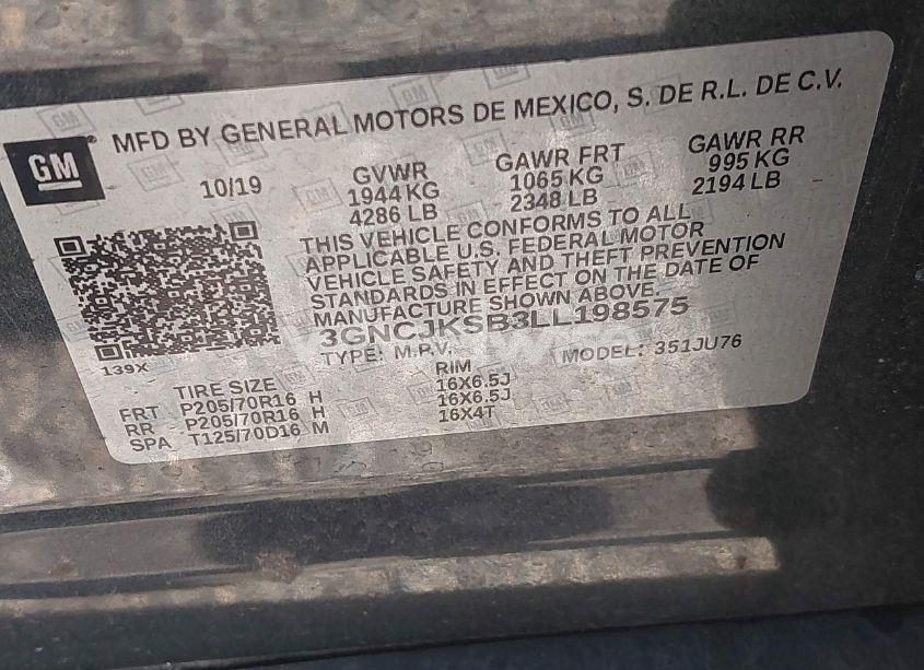 Photo 9 of 2020 Chevrolet Trax FWD LS (VIN 3GNCJKSB3LL198575)