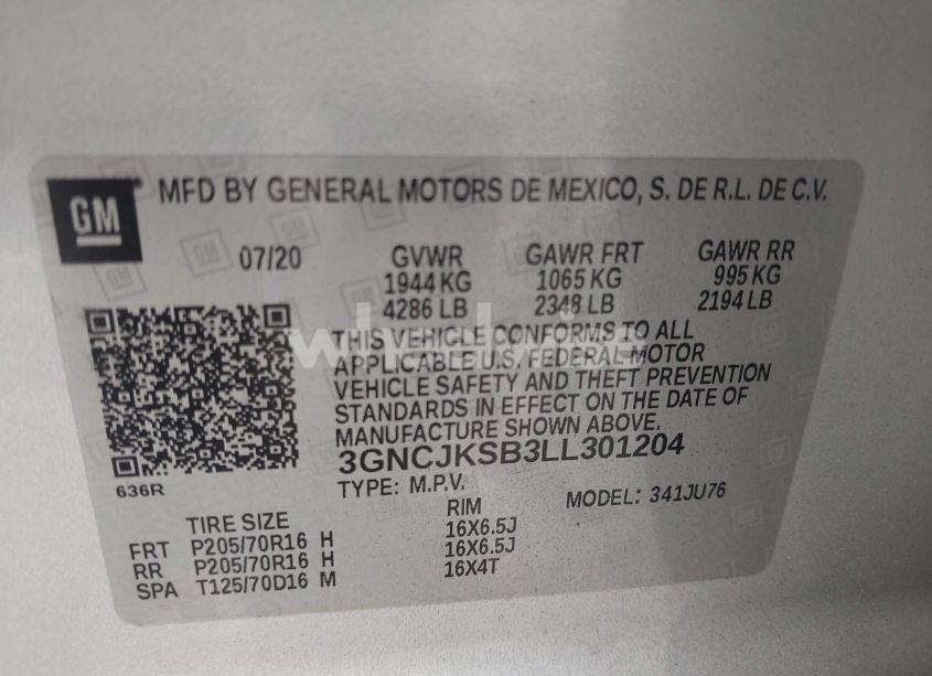 Photo 9 of 2020 Chevrolet Trax FWD LS (VIN 3GNCJKSB3LL301204)