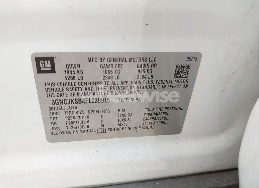 Photo 9 of 2015 Chevrolet Trax 1LS (VIN 3GNCJKSB4FL239915)