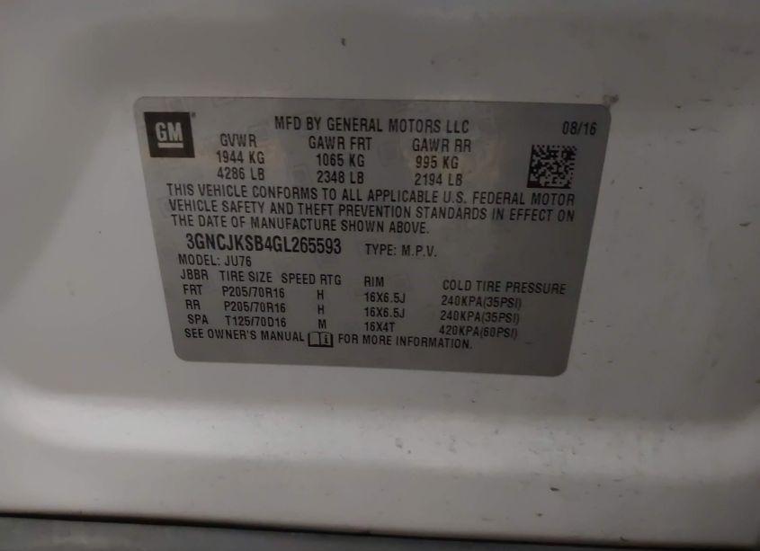 Photo 9 of 2016 Chevrolet Trax 1LS (VIN 3GNCJKSB4GL265593)