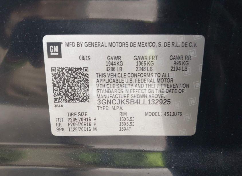 Photo 9 of 2020 Chevrolet Trax FWD LS (VIN 3GNCJKSB4LL132925)