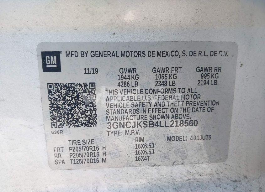 Photo 9 of 2020 Chevrolet Trax FWD LS (VIN 3GNCJKSB4LL218560)