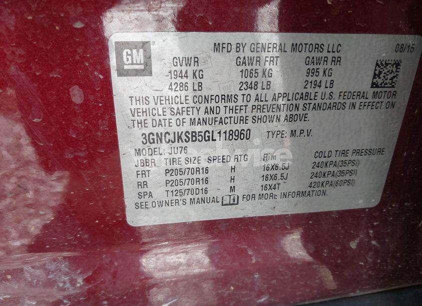 Photo 9 of 2016 Chevrolet Trax 1LS (VIN 3GNCJKSB5GL118960)