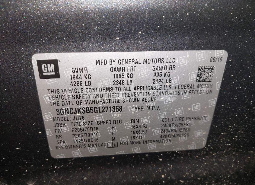 Photo 9 of 2016 Chevrolet Trax 1LS (VIN 3GNCJKSB5GL271368)