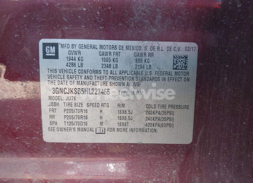 Photo 9 of 2017 Chevrolet Trax LS (VIN 3GNCJKSB5HL223466)