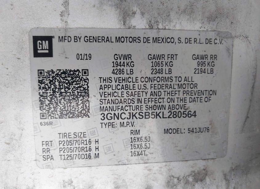 Photo 9 of 2019 Chevrolet Trax LS (VIN 3GNCJKSB5KL280564)