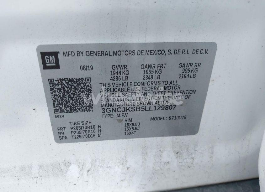 Photo 9 of 2020 Chevrolet Trax FWD LS (VIN 3GNCJKSB5LL129807)