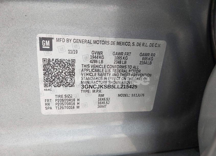 Photo 9 of 2020 Chevrolet Trax FWD LS (VIN 3GNCJKSB5LL215425)