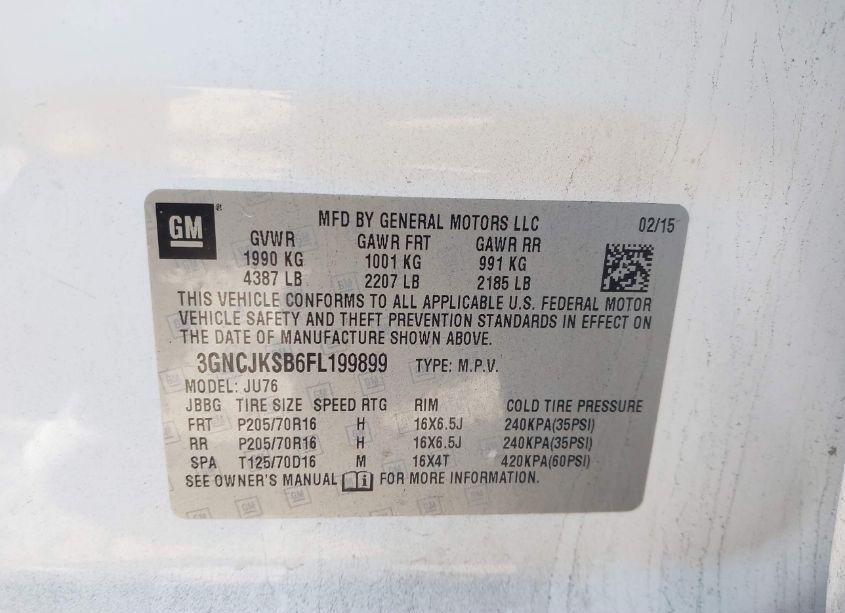 Photo 9 of 2015 Chevrolet Trax 1LS (VIN 3GNCJKSB6FL199899)