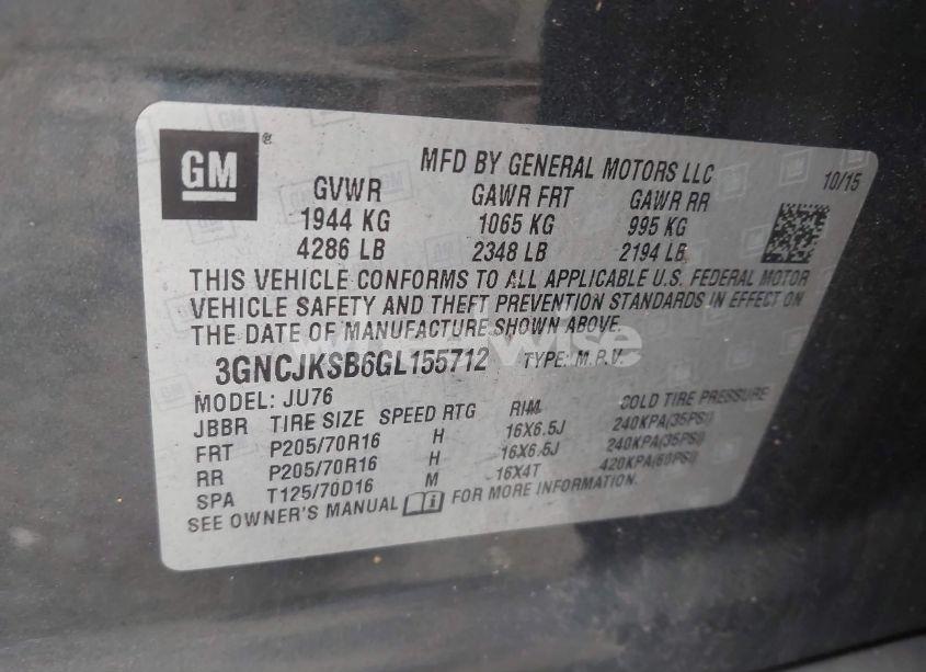 Photo 9 of 2016 Chevrolet Trax 1LS (VIN 3GNCJKSB6GL155712)