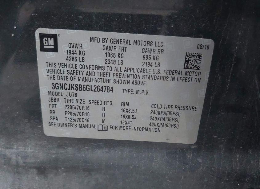 Photo 9 of 2016 Chevrolet Trax 1LS (VIN 3GNCJKSB6GL264784)