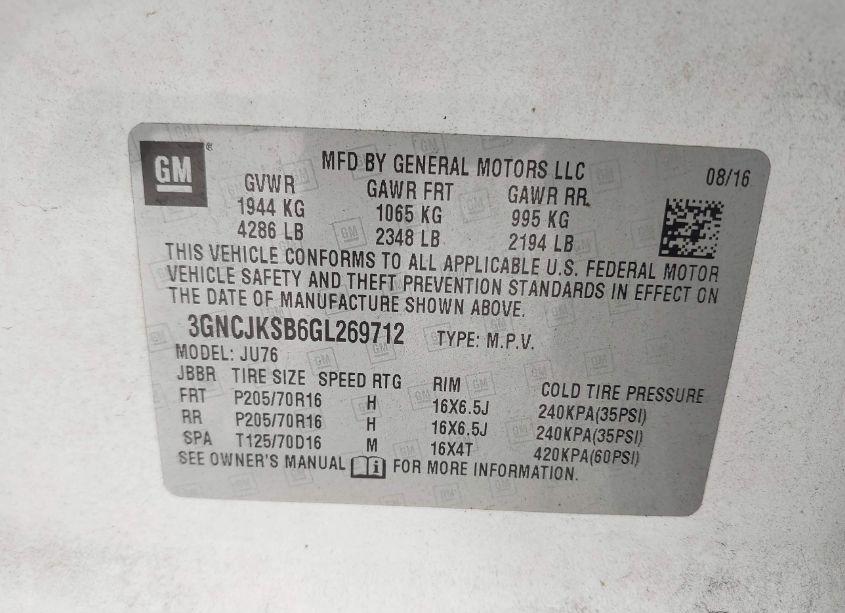 Photo 9 of 2016 Chevrolet Trax 1LS (VIN 3GNCJKSB6GL269712)