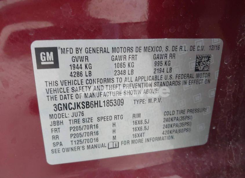 Photo 9 of 2017 Chevrolet Trax LS (VIN 3GNCJKSB6HL185309)