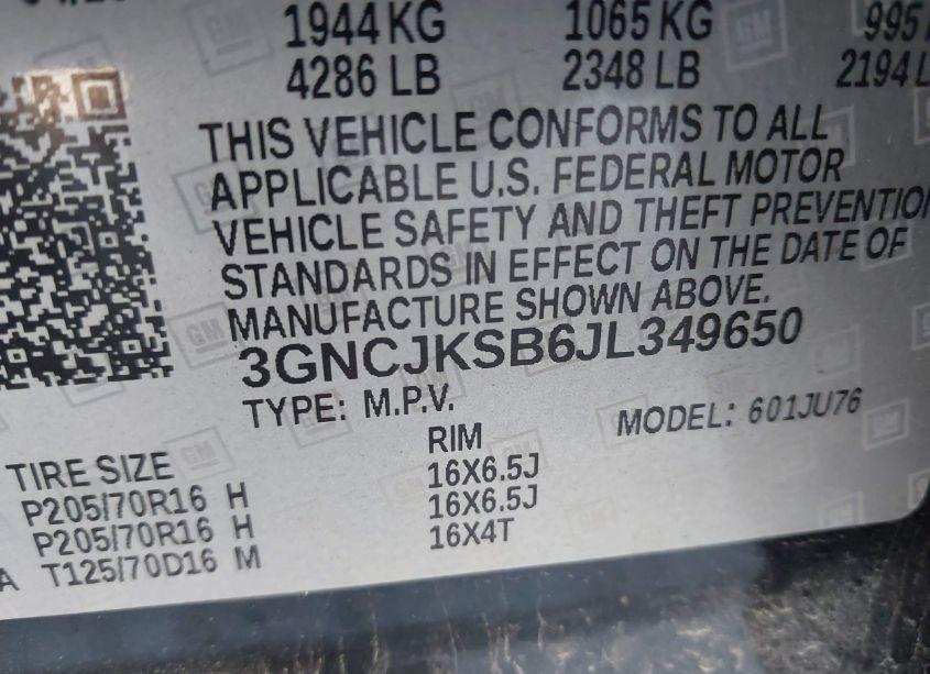 Photo 9 of 2018 Chevrolet Trax LS (VIN 3GNCJKSB6JL349650)