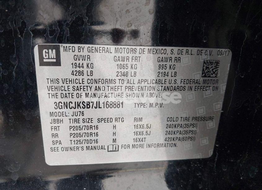 Photo 9 of 2018 Chevrolet Trax LS (VIN 3GNCJKSB7JL168881)