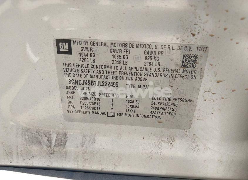 Photo 9 of 2018 Chevrolet Trax LS (VIN 3GNCJKSB7JL222499)