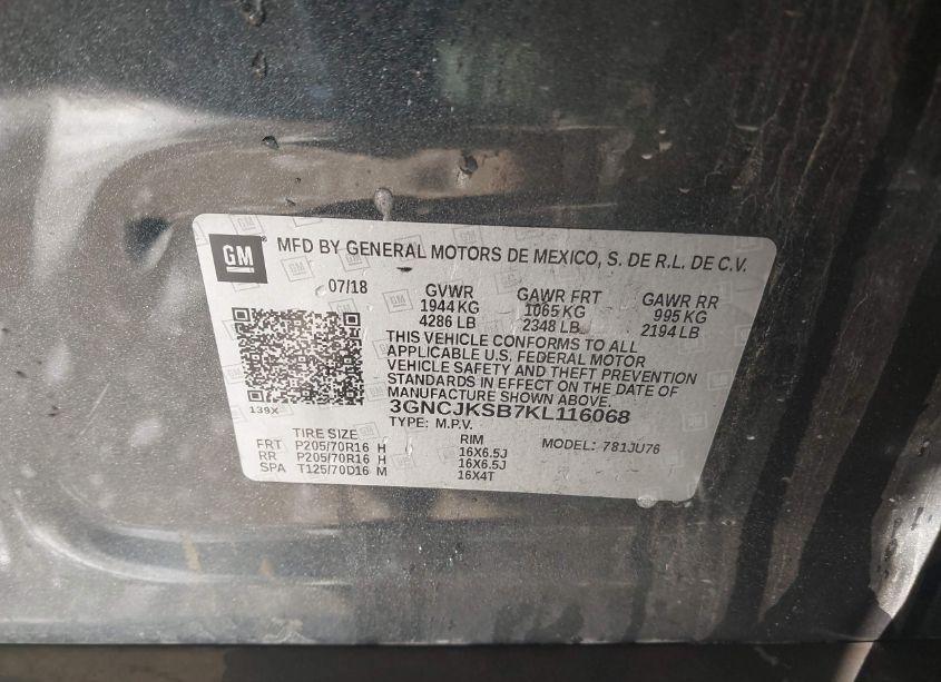 Photo 9 of 2019 Chevrolet Trax LS (VIN 3GNCJKSB7KL116068)