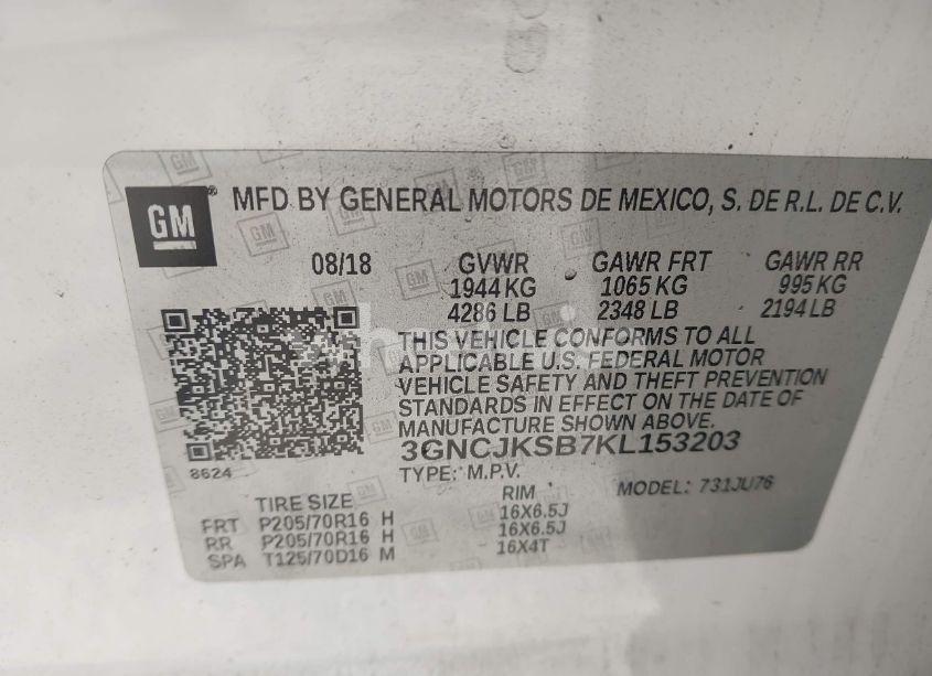 Photo 9 of 2019 Chevrolet Trax LS (VIN 3GNCJKSB7KL153203)